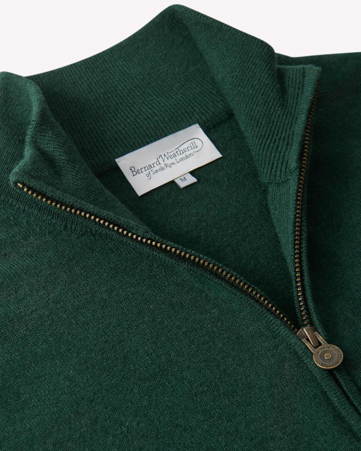 Bernard Weatherill 1/4 Zip Cashmere Mix Forest Savile Row Gentlemens Outfitters