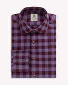 Bernard Weatherill BERNARD WEATHERILL Bushed Cotton Gingham Check Burgundy/Purple Savile Row Gentlemens Outfitters