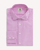 Bernard Weatherill BERNARD WEATHERILL Gingham Check Cotton Shirt Purple/White Savile Row Gentlemens Outfitters