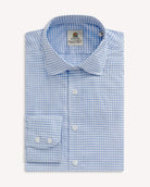 Bernard Weatherill BERNARD WEATHERILL Micro Check Semi-Cutaway Shirt Blue/White Savile Row Gentlemens Outfitters
