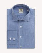 Bernard Weatherill BERNARD WEATHERILL Micro Gingham Semi-Cutaway Shirt Royal Blue/White Savile Row Gentlemens Outfitters