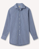 Bernard Weatherill BERNARD WEATHERILL Micro Gingham Semi-Cutaway Shirt Royal Blue/White Savile Row Gentlemens Outfitters