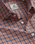 Bernard Weatherill BERNARD WEATHERILL Multi Check Semi-Cutaway Poplin Shirt Orange/Blue Savile Row Gentlemens Outfitters