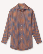 Bernard Weatherill BERNARD WEATHERILL Multi Check Semi-Cutaway Poplin Shirt Orange/Blue Savile Row Gentlemens Outfitters