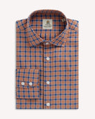 Bernard Weatherill BERNARD WEATHERILL Multi Check Semi-Cutaway Poplin Shirt Orange/Blue Savile Row Gentlemens Outfitters