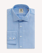 Bernard Weatherill BERNARD WEATHERILL Windowpane Oxford Cotton Shirt Blue/White Savile Row Gentlemens Outfitters