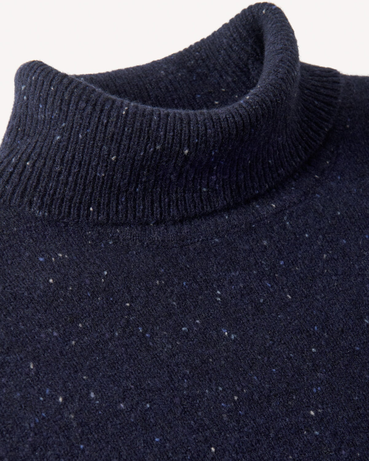 Bernard Weatherill Plain Roll Neck Melange Tweed NAVY FLEC Savile Row Gentlemens Outfitters