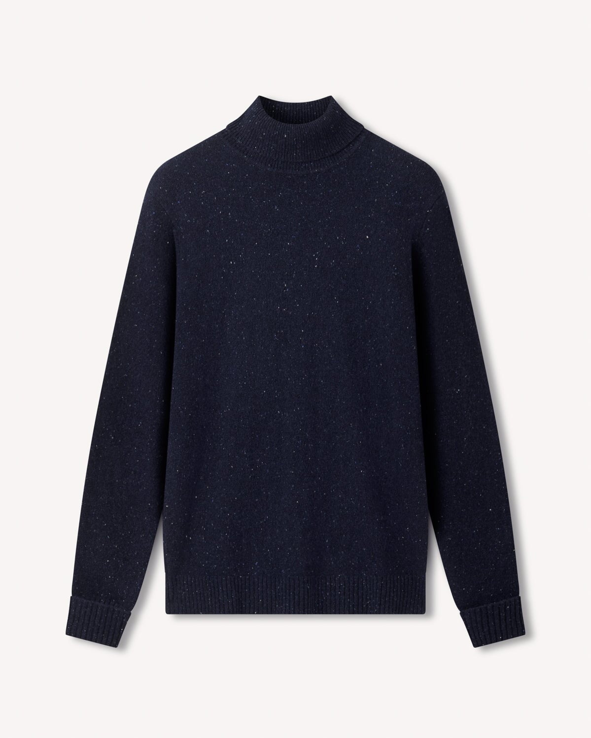 Bernard Weatherill Plain Roll Neck Melange Tweed NAVY FLEC Savile Row Gentlemens Outfitters