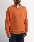 Bernard Weatherill 1/4 Zip Cashmere Mix Burnt Orange Savile Row Gentlemens Outfitters
