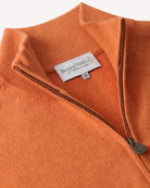 Bernard Weatherill 1/4 Zip Cashmere Mix Burnt Orange Savile Row Gentlemens Outfitters