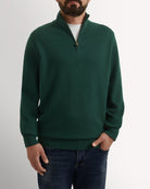 Bernard Weatherill 1/4 Zip Cashmere Mix Forest Savile Row Gentlemens Outfitters