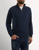 Bernard Weatherill 1/4 Zip Cashmere Mix Navy Savile Row Gentlemens Outfitters