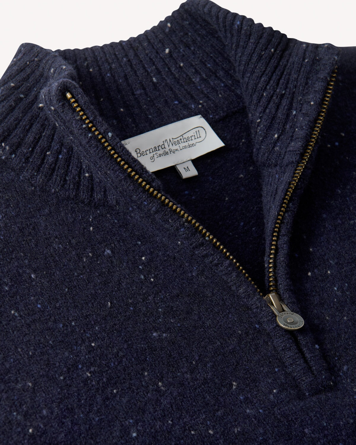 Bernard Weatherill 1/4 Zip Melange Neps NAVY Savile Row Gentlemens Outfitters