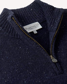 Bernard Weatherill 1/4 Zip Melange Neps NAVY Savile Row Gentlemens Outfitters