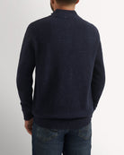 Bernard Weatherill 1/4 Zip Melange Neps NAVY Savile Row Gentlemens Outfitters