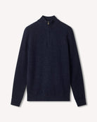 Bernard Weatherill 1/4 Zip Melange Neps NAVY Savile Row Gentlemens Outfitters