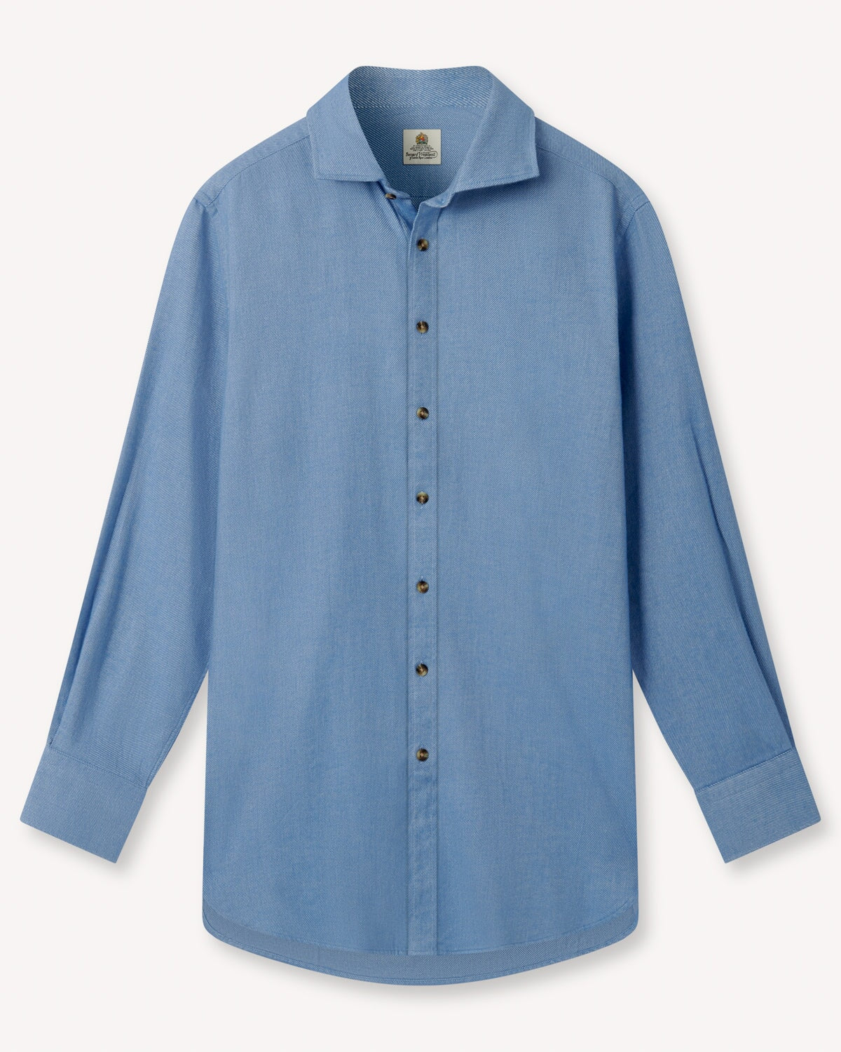 Bernard Weatherill BERNARD WEATHERIL Brushed Cotton Shirt Sky Blue Savile Row Gentlemens Outfitters