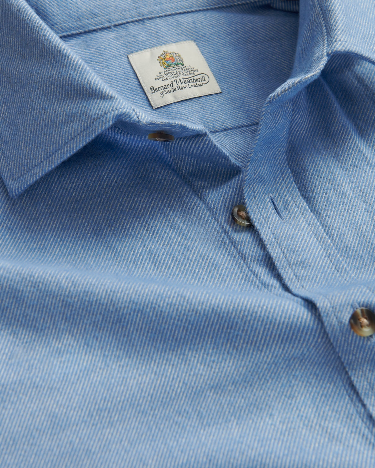 Bernard Weatherill BERNARD WEATHERIL Brushed Cotton Shirt Sky Blue Savile Row Gentlemens Outfitters