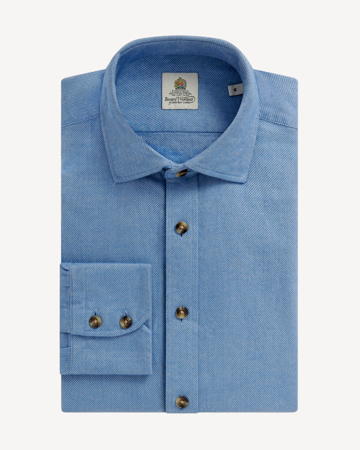 Bernard Weatherill BERNARD WEATHERIL Brushed Cotton Shirt Sky Blue Savile Row Gentlemens Outfitters