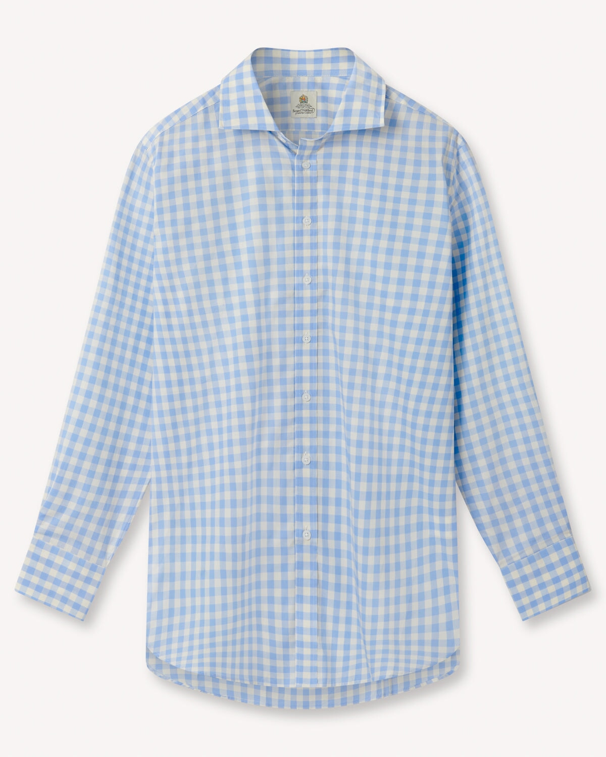 Bernard Weatherill BERNARD WEATHERILL Bold Large Gingham Shirt Sky/White Savile Row Gentlemens Outfitters