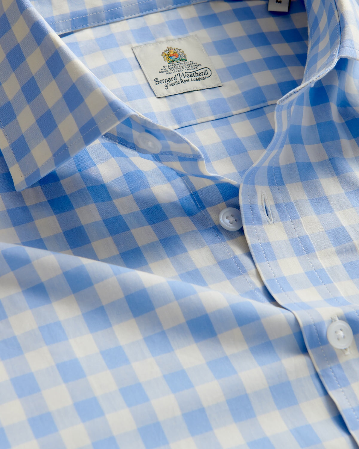 Bernard Weatherill BERNARD WEATHERILL Bold Large Gingham Shirt Sky/White Savile Row Gentlemens Outfitters