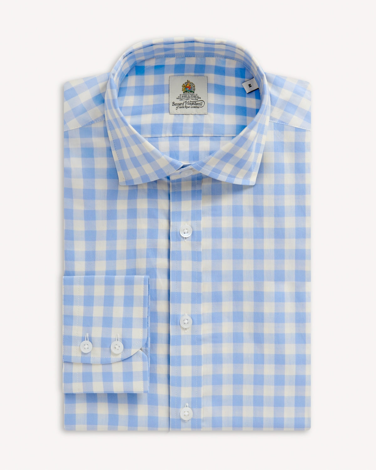 Bernard Weatherill BERNARD WEATHERILL Bold Large Gingham Shirt Sky/White Savile Row Gentlemens Outfitters