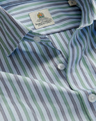 Bernard Weatherill BERNARD WEATHERILL Bold Stripe Semi-Cutaway Shirt Blue/Green/Navy Savile Row Gentlemens Outfitters