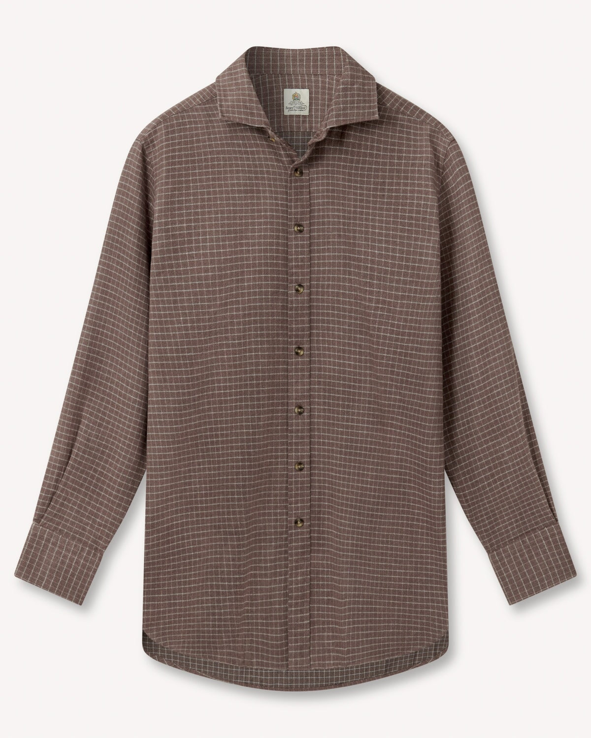 Bernard Weatherill BERNARD WEATHERILL Bushed Cotton Country Check Shirt Green/White Savile Row Gentlemens Outfitters