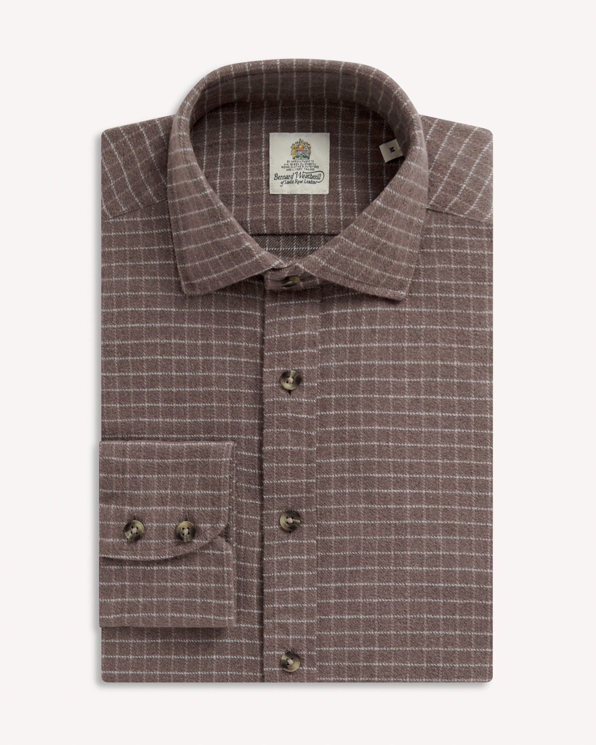Bernard Weatherill BERNARD WEATHERILL Bushed Cotton Country Check Shirt Green/White Savile Row Gentlemens Outfitters