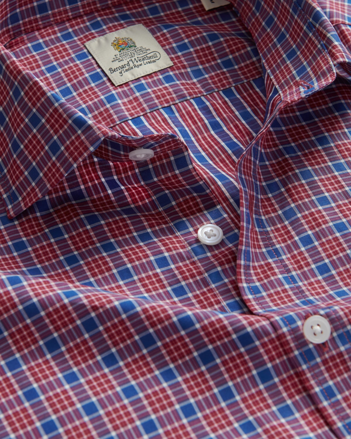 Bernard Weatherill BERNARD WEATHERILL Casual Check Poplin Shirt Blue/Red Savile Row Gentlemens Outfitters