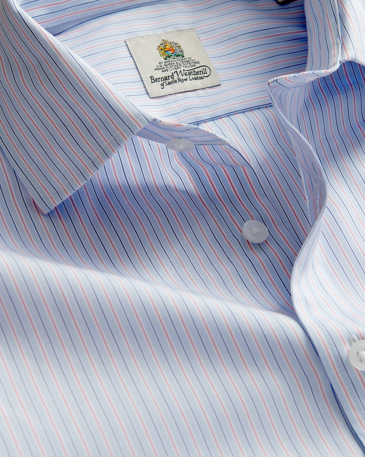Bernard Weatherill BERNARD WEATHERILL Casual City Strip Poplin Shirt White/Red/Blue Savile Row Gentlemens Outfitters