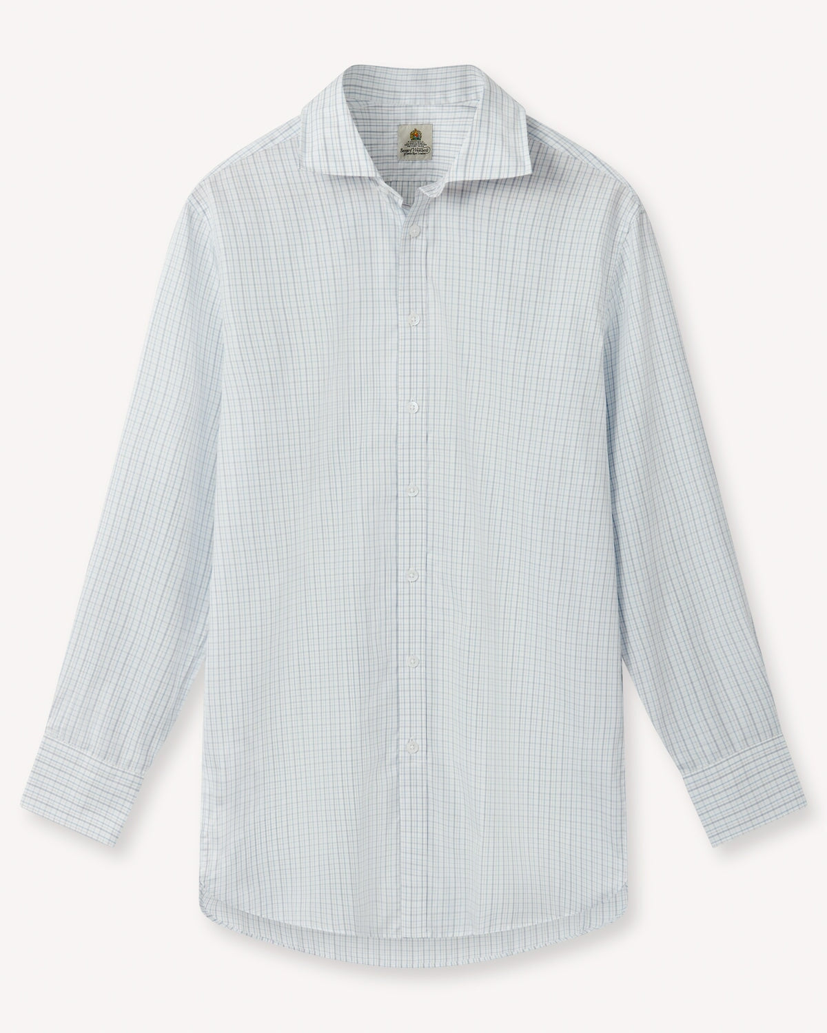 Bernard Weatherill BERNARD WEATHERILL Casual Micro Check Shirt White/Blue Savile Row Gentlemens Outfitters