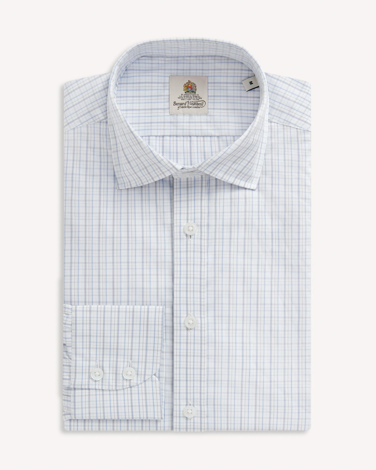 Bernard Weatherill BERNARD WEATHERILL Casual Micro Check Shirt White/Blue Savile Row Gentlemens Outfitters