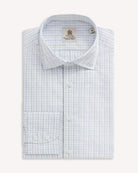 Bernard Weatherill BERNARD WEATHERILL Casual Micro Check Shirt White/Blue Savile Row Gentlemens Outfitters