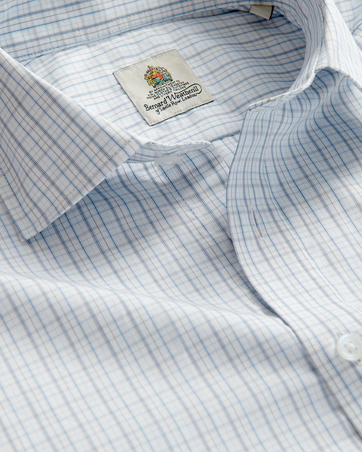 Bernard Weatherill BERNARD WEATHERILL Casual Micro Check Shirt White/Blue Savile Row Gentlemens Outfitters