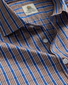 Bernard Weatherill BERNARD WEATHERILL Check Semi-Cutaway Poplin Shirt Blue/Brown Savile Row Gentlemens Outfitters