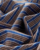 Bernard Weatherill BERNARD WEATHERILL Check Semi-Cutaway Poplin Shirt Blue/Brown Savile Row Gentlemens Outfitters