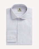 Bernard Weatherill BERNARD WEATHERILL City Stripe Semi-Cutaway Shirt White/Blue/Pink Savile Row Gentlemens Outfitters