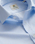Bernard Weatherill BERNARD WEATHERILL Cotton Twill Bengal Strip Shirt Sky/White Savile Row Gentlemens Outfitters