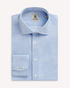 Bernard Weatherill BERNARD WEATHERILL Cotton Twill Bengal Strip Shirt Sky/White Savile Row Gentlemens Outfitters