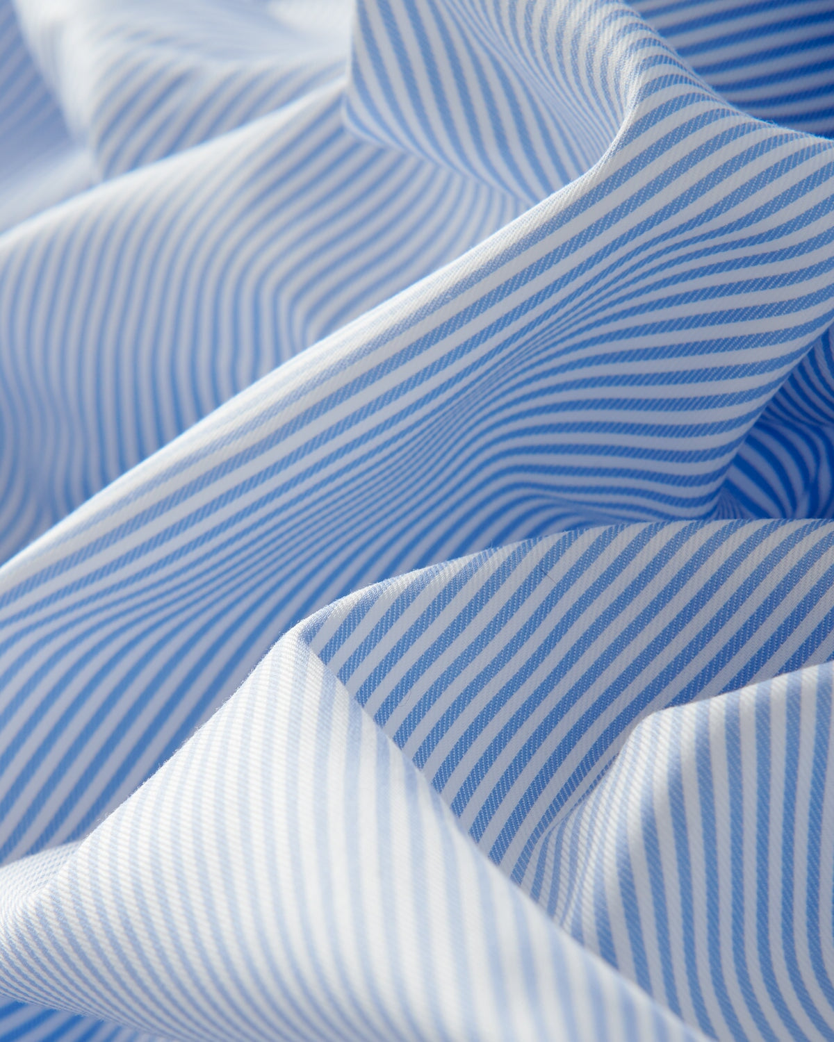 Bernard Weatherill BERNARD WEATHERILL Cotton Twill Bengal Strip Shirt Sky/White Savile Row Gentlemens Outfitters