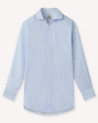 Bernard Weatherill BERNARD WEATHERILL Cotton Twill Bengal Strip Shirt Sky/White Savile Row Gentlemens Outfitters