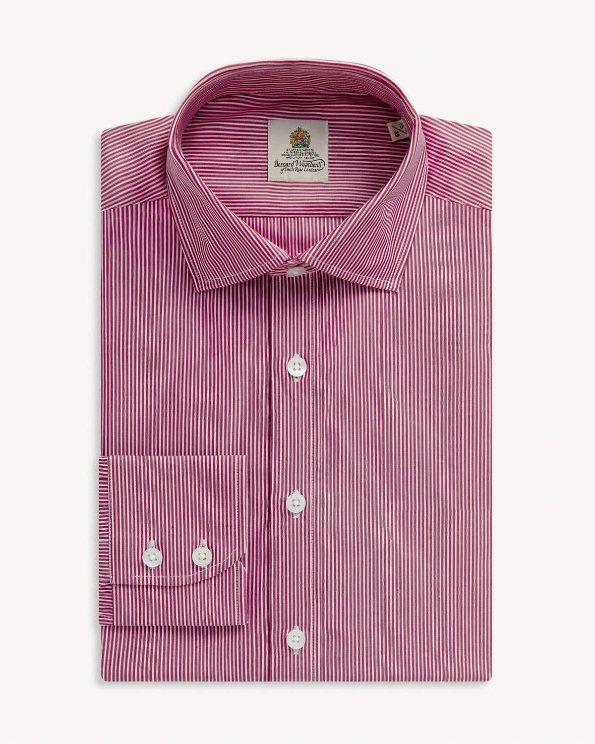 Bernard Weatherill BERNARD WEATHERILL Fine City Stripe Semi-Cutaway Shirt Red/White Savile Row Gentlemens Outfitters