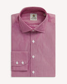 Bernard Weatherill BERNARD WEATHERILL Fine City Stripe Semi-Cutaway Shirt Red/White Savile Row Gentlemens Outfitters