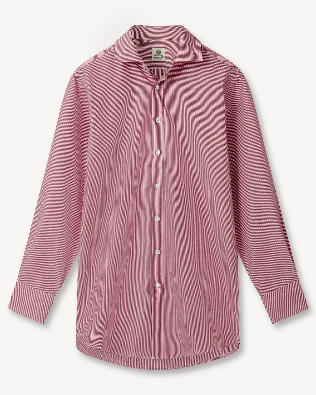 Bernard Weatherill BERNARD WEATHERILL Fine City Stripe Semi-Cutaway Shirt Red/White Savile Row Gentlemens Outfitters