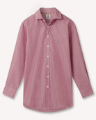Bernard Weatherill BERNARD WEATHERILL Fine City Stripe Semi-Cutaway Shirt Red/White Savile Row Gentlemens Outfitters