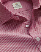 Bernard Weatherill BERNARD WEATHERILL Fine City Stripe Semi-Cutaway Shirt Red/White Savile Row Gentlemens Outfitters
