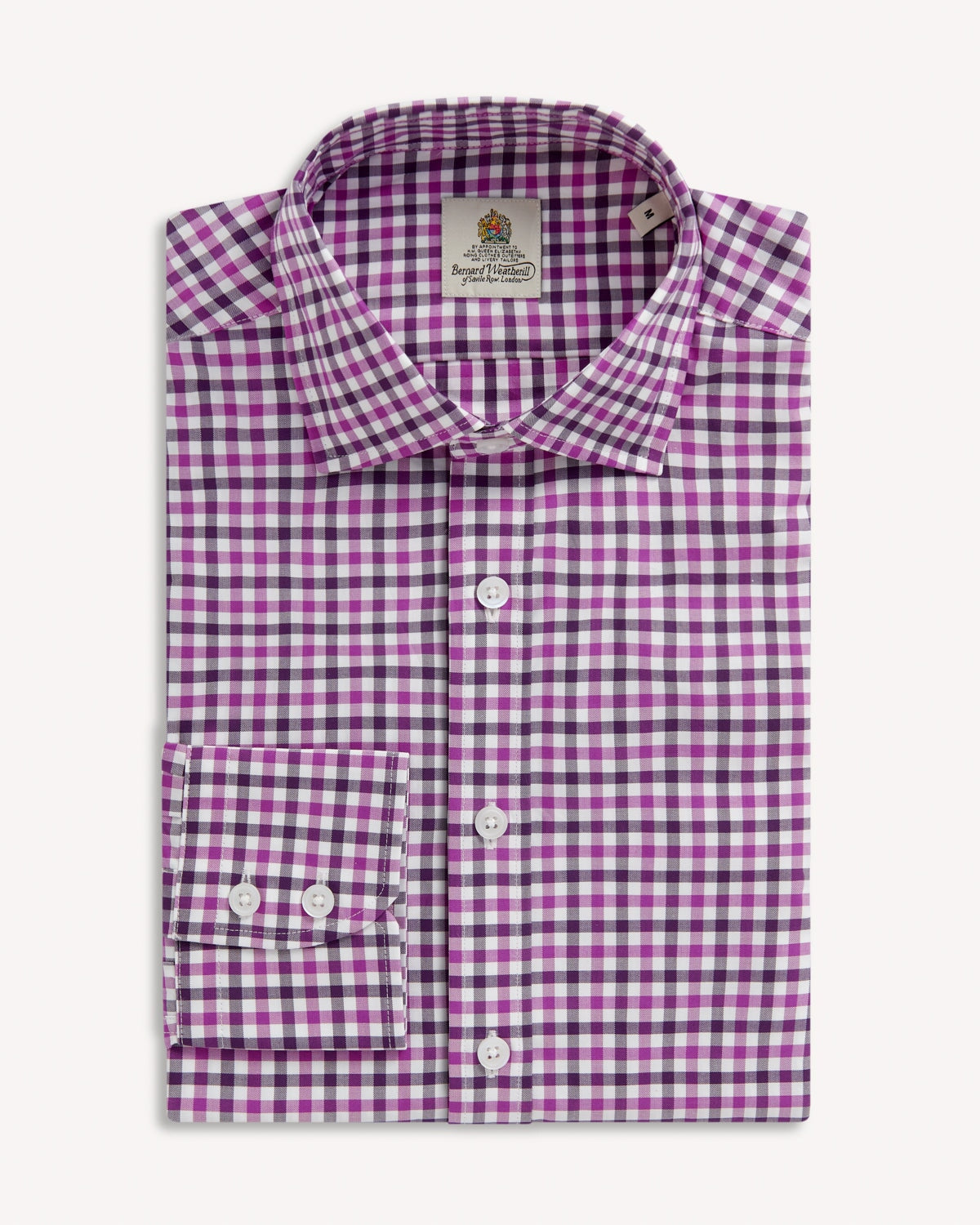 Bernard Weatherill BERNARD WEATHERILL Gingham Twill Classic Fit Shirt Purple/White Savile Row Gentlemens Outfitters