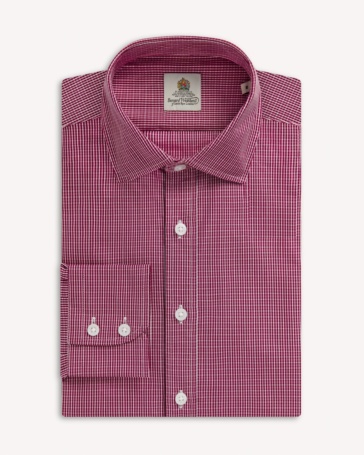 Bernard Weatherill BERNARD WEATHERILL Micro Check Poplin Shirt Red/White Savile Row Gentlemens Outfitters