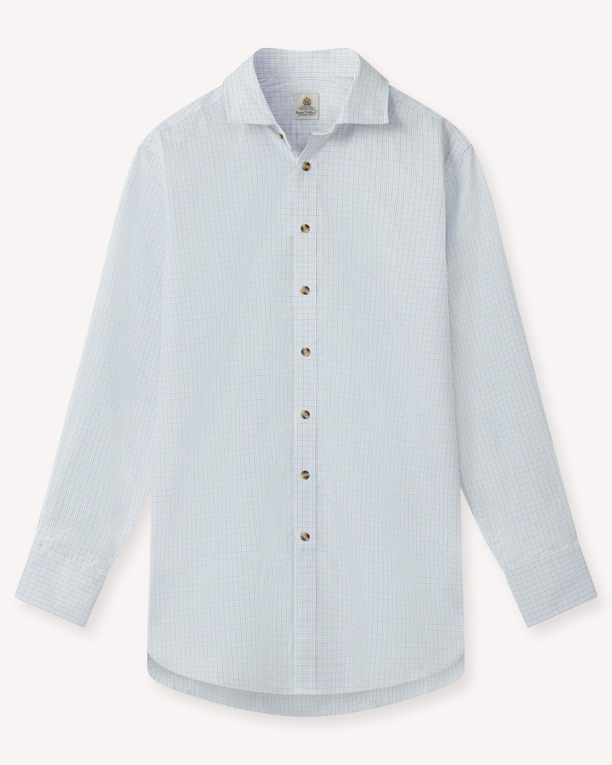 Bernard Weatherill BERNARD WEATHERILL Micro Check Shirt Sky/Red/White Savile Row Gentlemens Outfitters